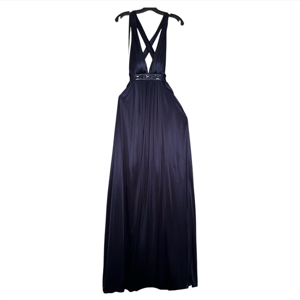 City Triangles Navy Crisscross Halter Maxi Dress size 7